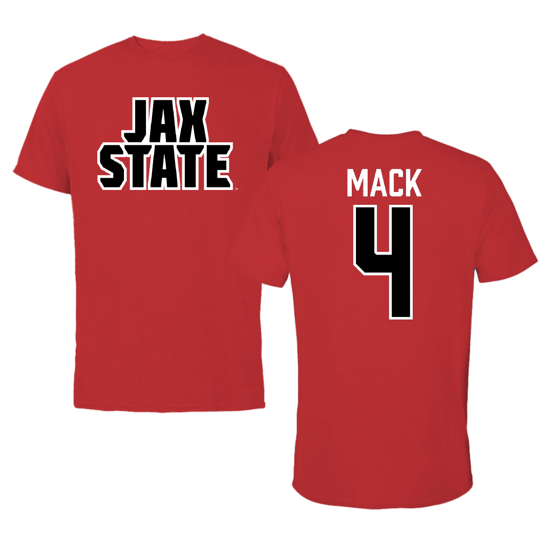 Jacksonville State University Football Red Performance Tee - #4 Jabari Mack