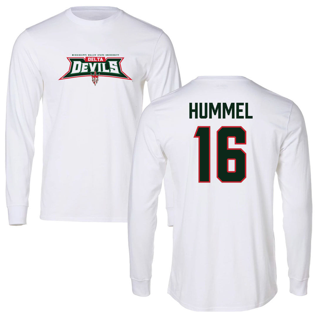 Mississippi Valley State University Baseball White Performance Long Sleeve - #16 Dylan Hummel