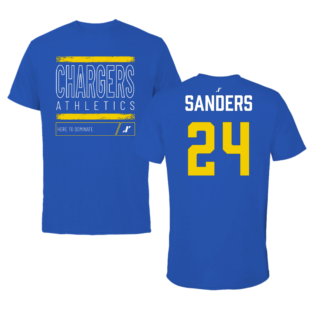 Edison State Community College Basketball Blue Dominate Performance Tee - #24 Oliveah Sanders