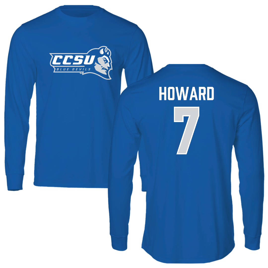 Central Connecticut State University Football Blue Devils Performance Long Sleeve - #7 Elijah Howard