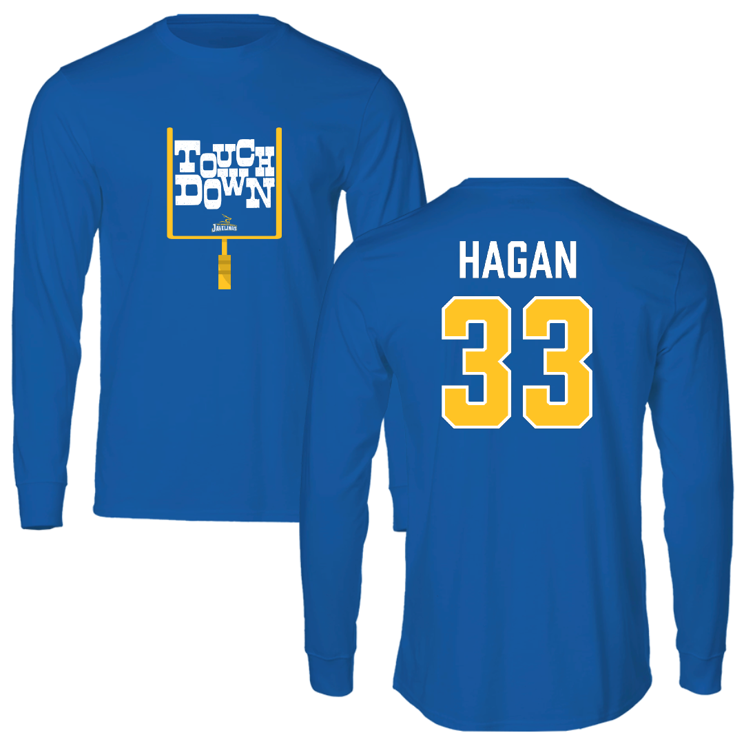 Texas A&M University-Kingsville Football Blue Touchdown Long Sleeve - #33 Roger Hagan