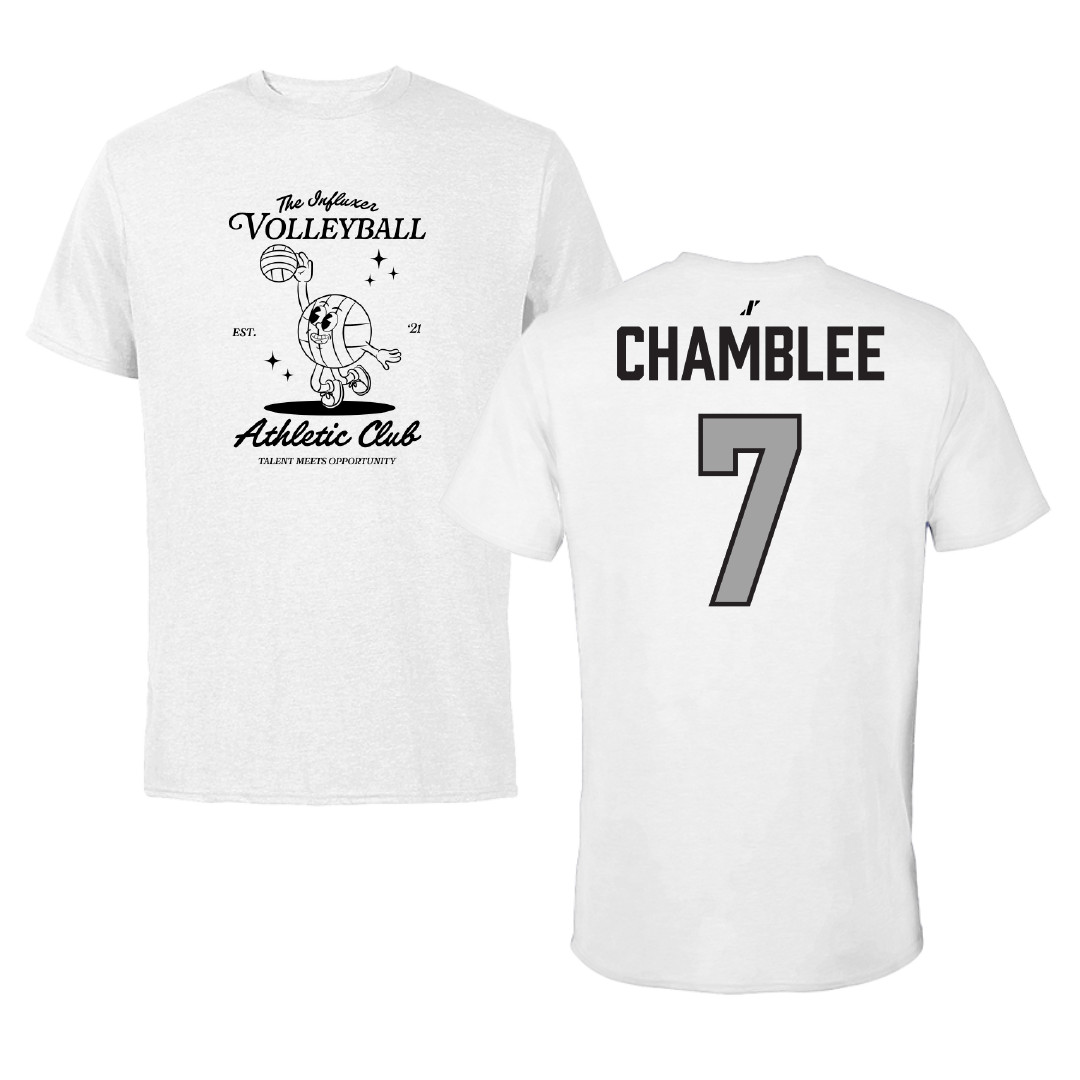 Volleyball (M) White Influxer Athletic Club Tee - #7 Austin Chamblee