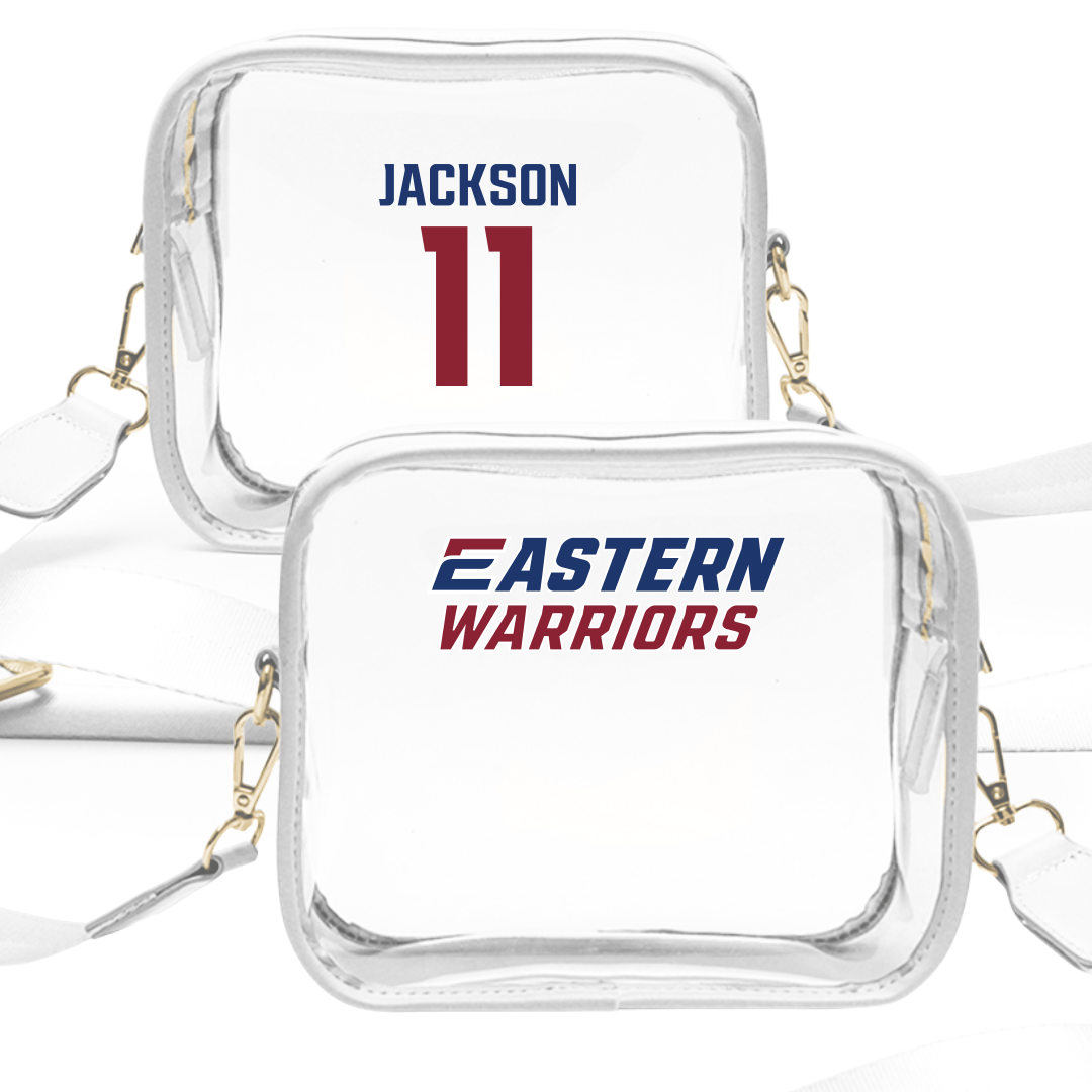 Eastern Connecticut State University Baseball White Clear Stadium Bag - #11 Dylan Jackson