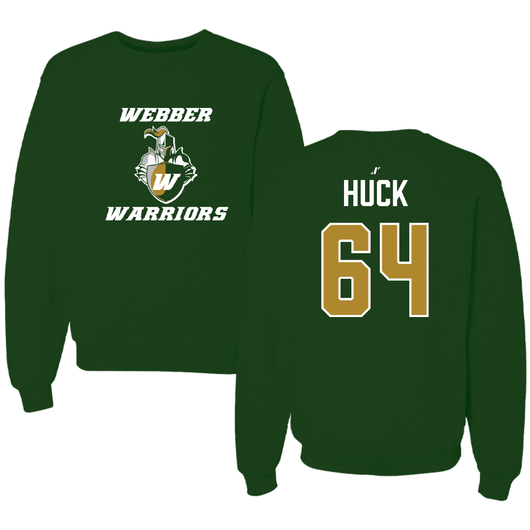Webber International University Football Forest Green Crewneck - #64 James Huck