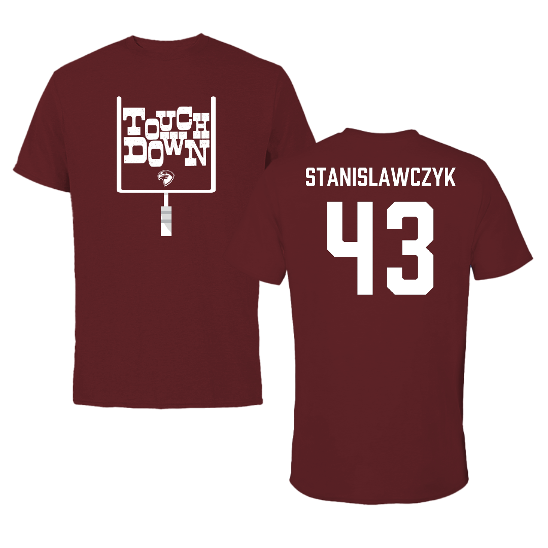 Fairmont State University Football Maroon Touchdown Performance Tee - #43 Jack Stanislawczyk