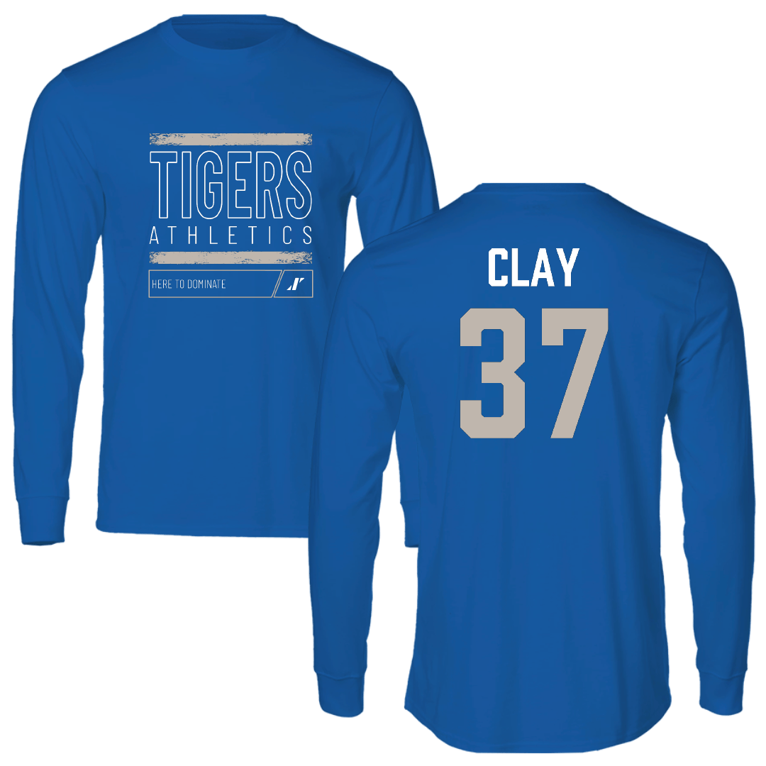 Voorhees University Baseball Blue Dominate Performance Long Sleeve - #37 Jayden Clay