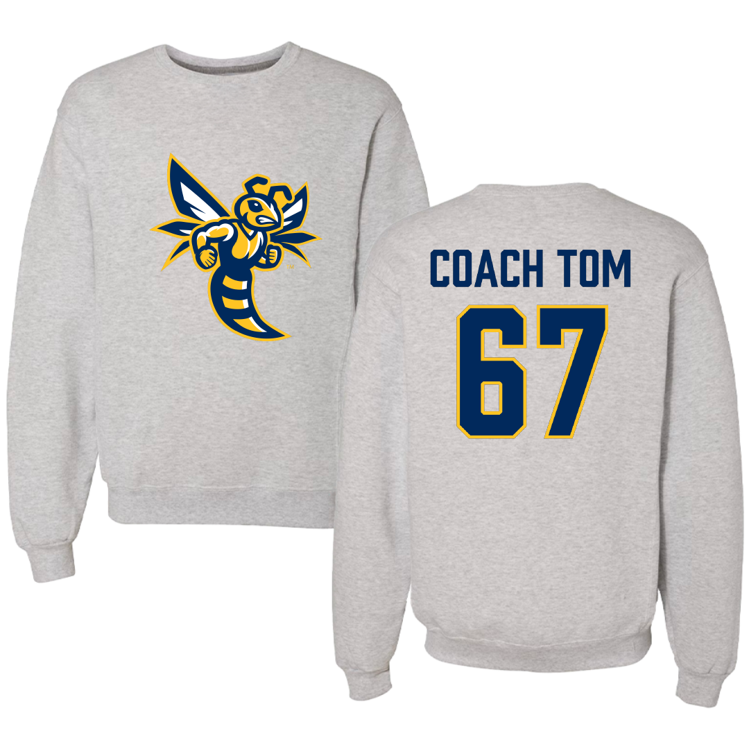 Emory & Henry College Lacrosse Gray Crewneck - #67 Aidan Coach Tom