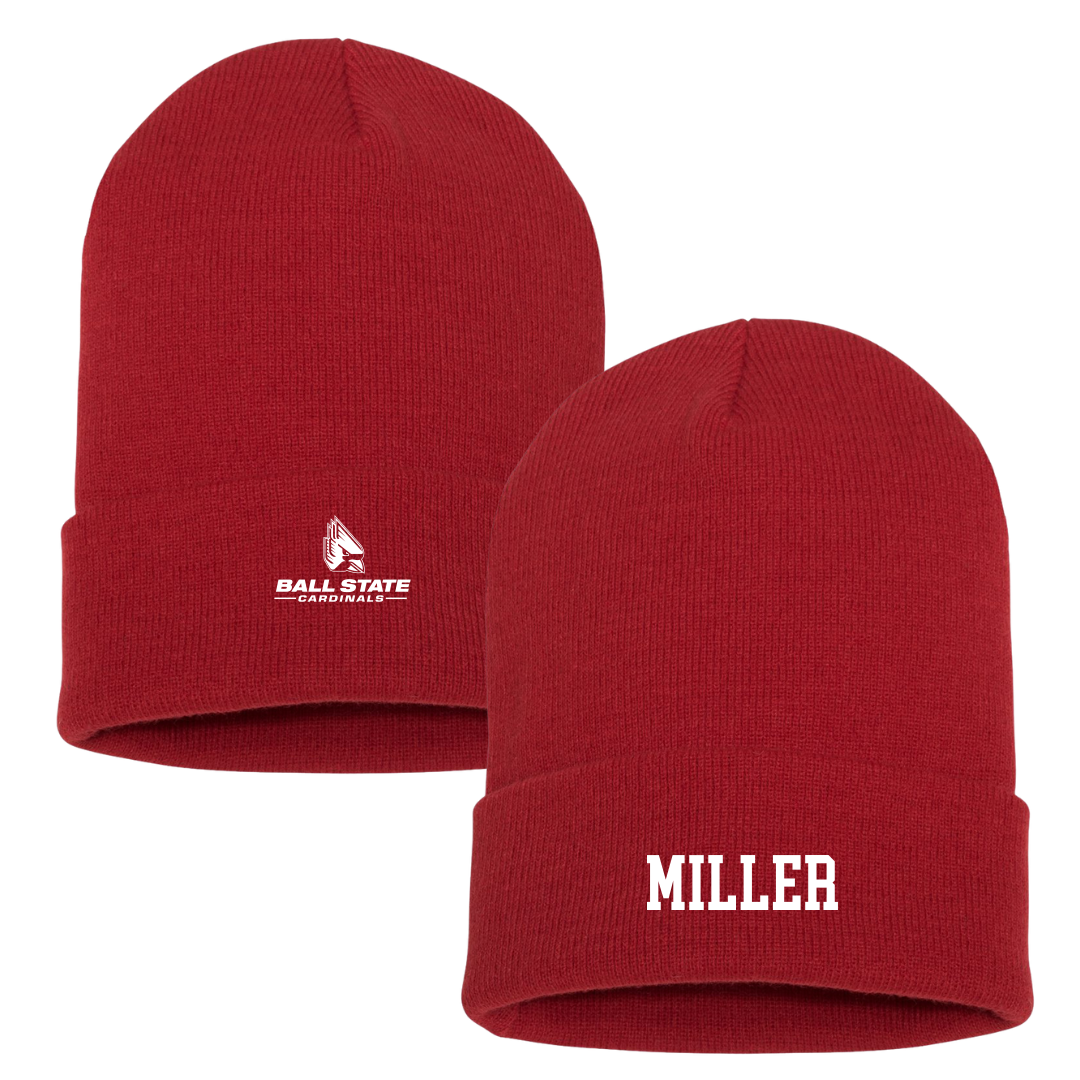 Ball State University Baseball Red Beanie - #1 Grant Miller