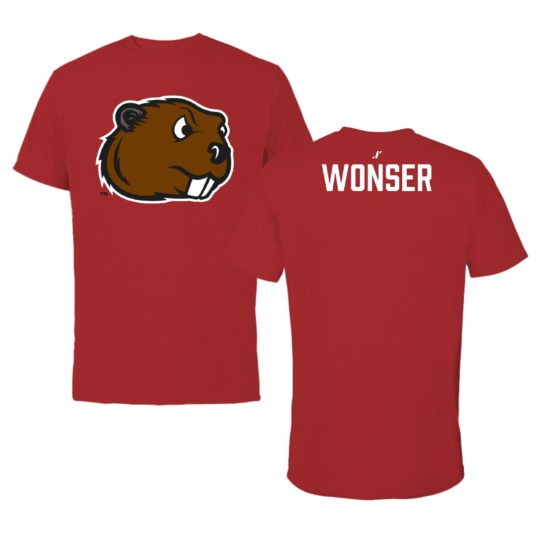 Minot State University Wrestling (M) Canvas Red Tee - Ethan Wonser