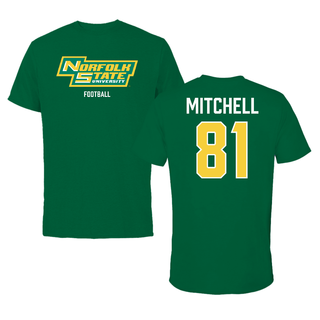 Norfolk State University Football Green Tee - #81 Elyjah Mitchell