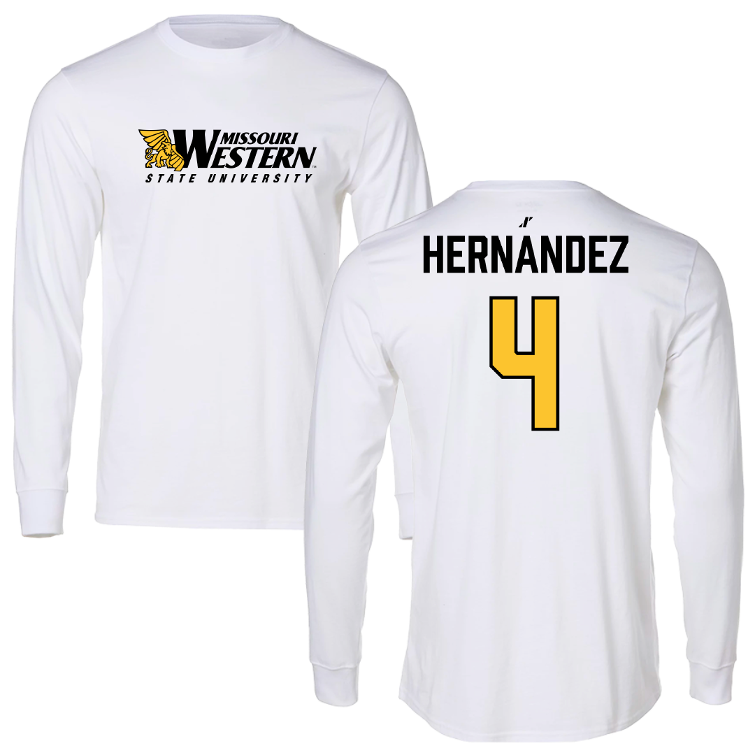 Missouri Western State University Softball White Performance Long Sleeve - #4 Amiya Hernandez