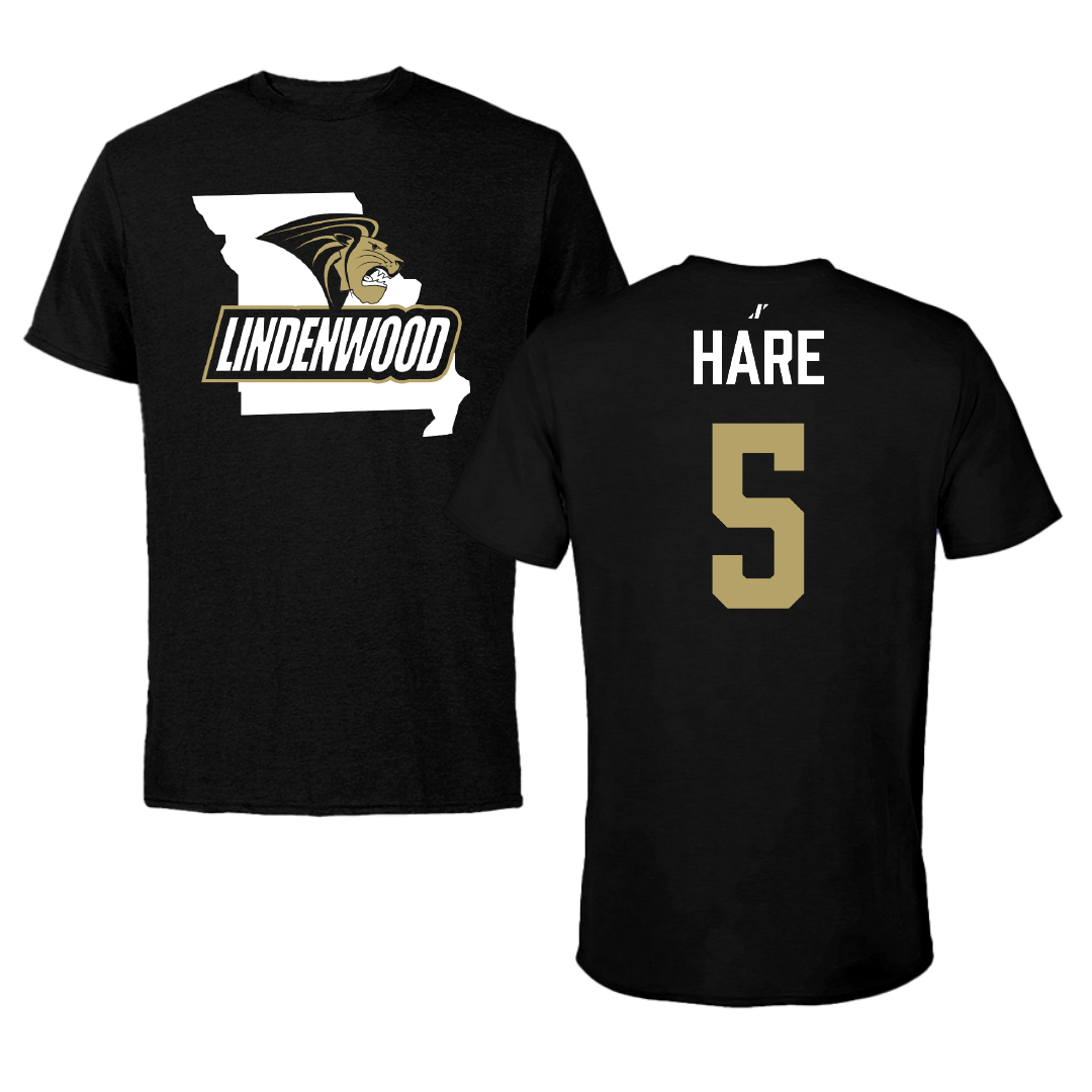Lindenwood University Lacrosse Black State Performance Tee - #5 Breckin Hare