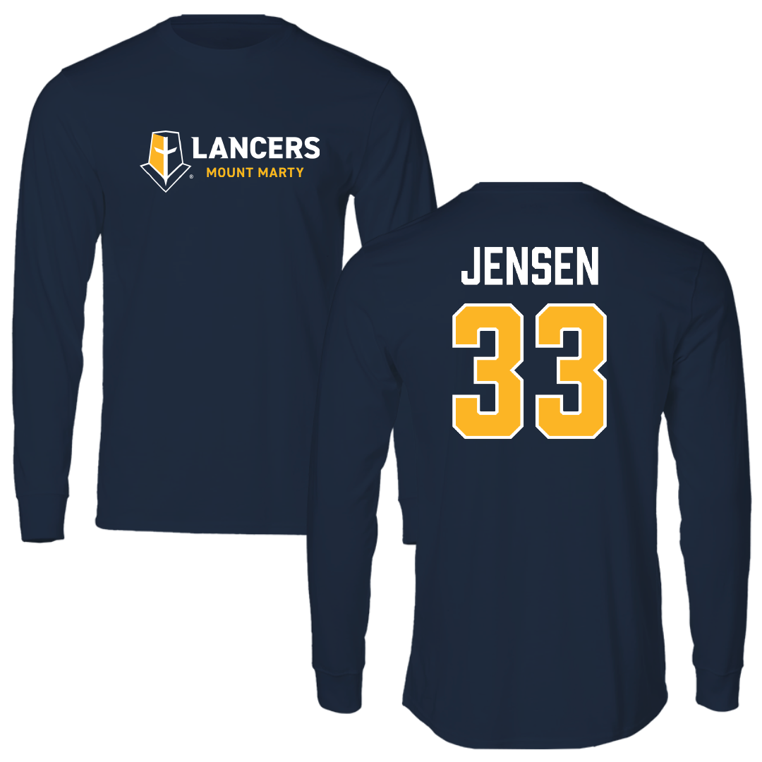 Mount Marty University Basketball Navy Performance Long Sleeve - #33 Jake Jensen