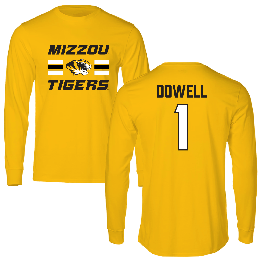 University of Missouri Basketball Gold General Long Sleeve - #1 Shannon Dowell