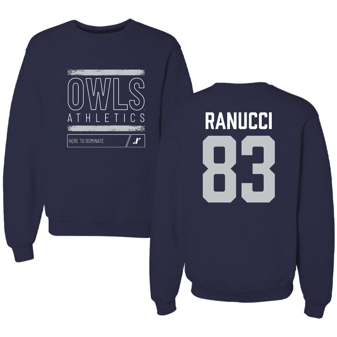 Rice University Football Navy Dominate Crewneck - #83 Jackson Ranucci