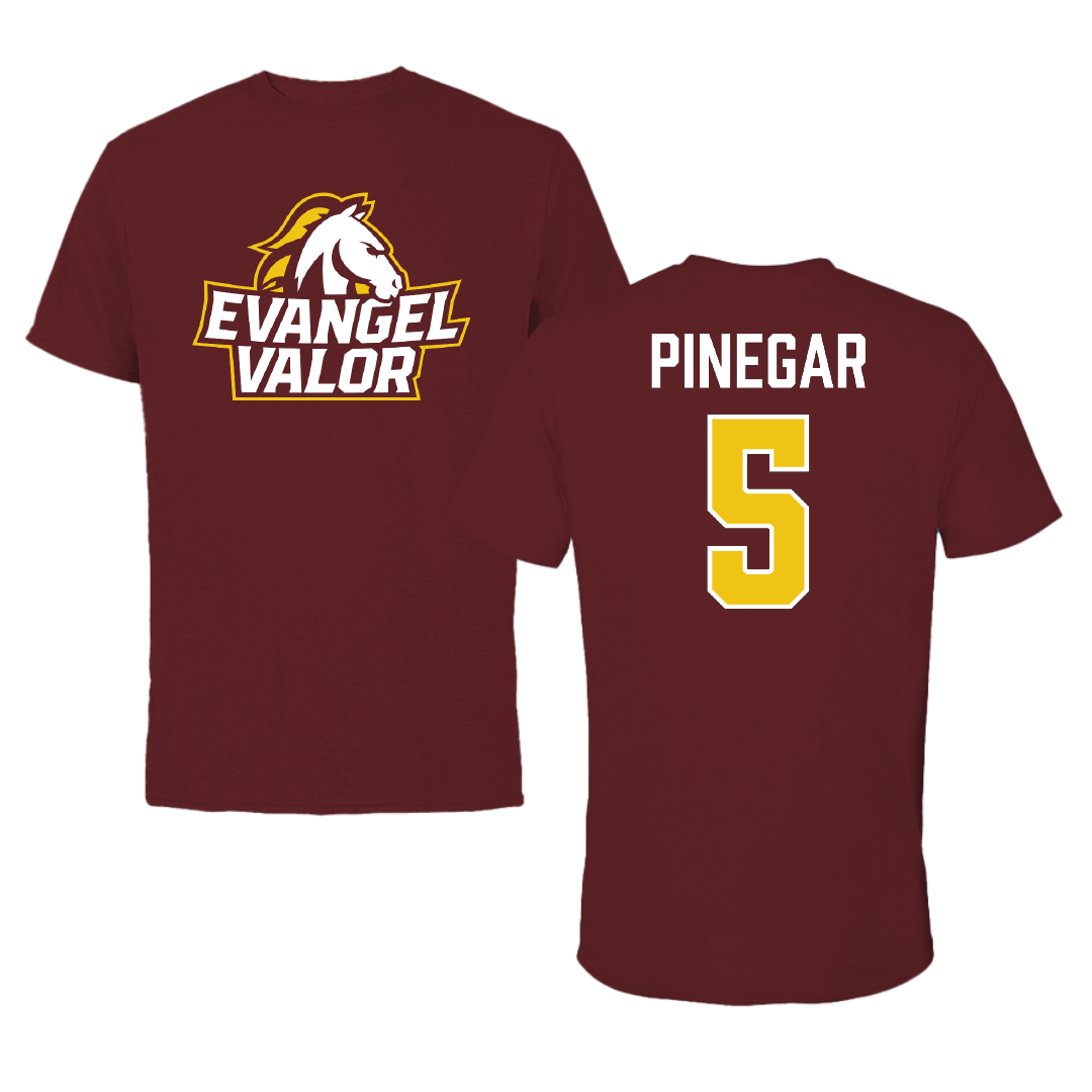 Evangel University Basketball (M) Maroon Performance Tee - #5 Tommy Pinegar