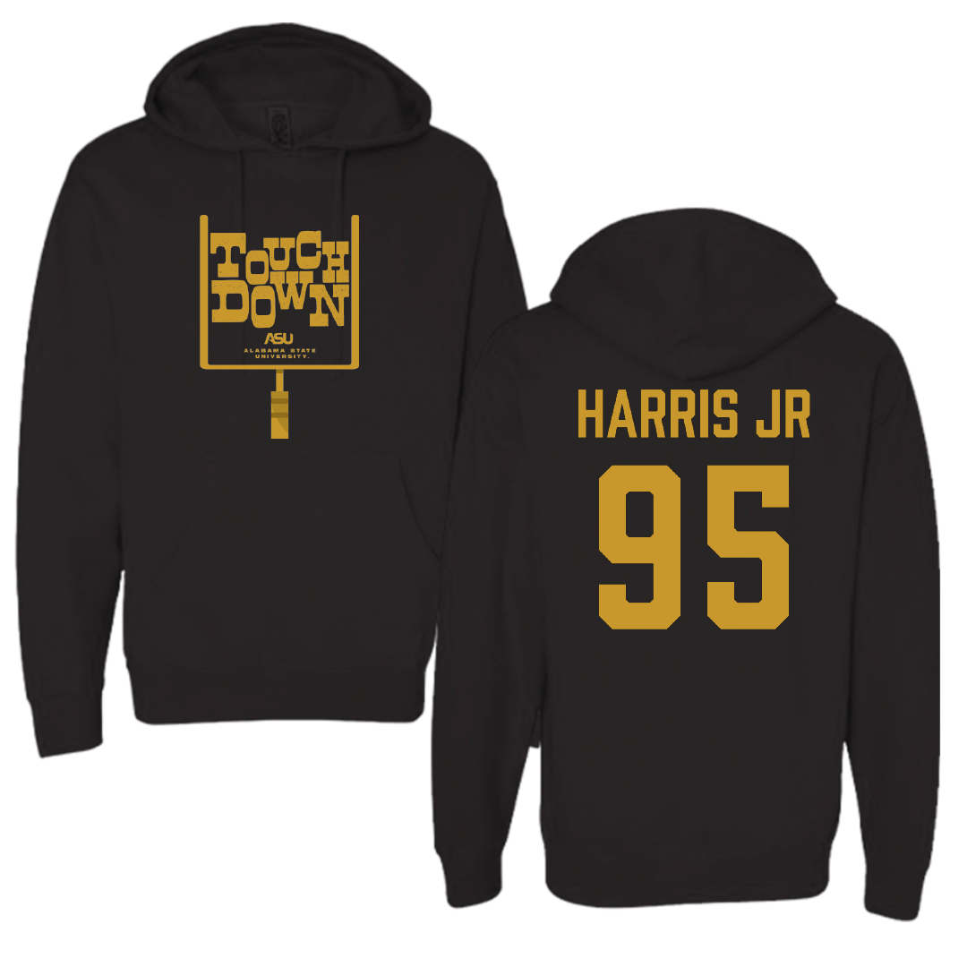 Alabama State University Football Black Touchdown Hoodie - #95 Cornell Harris Jr