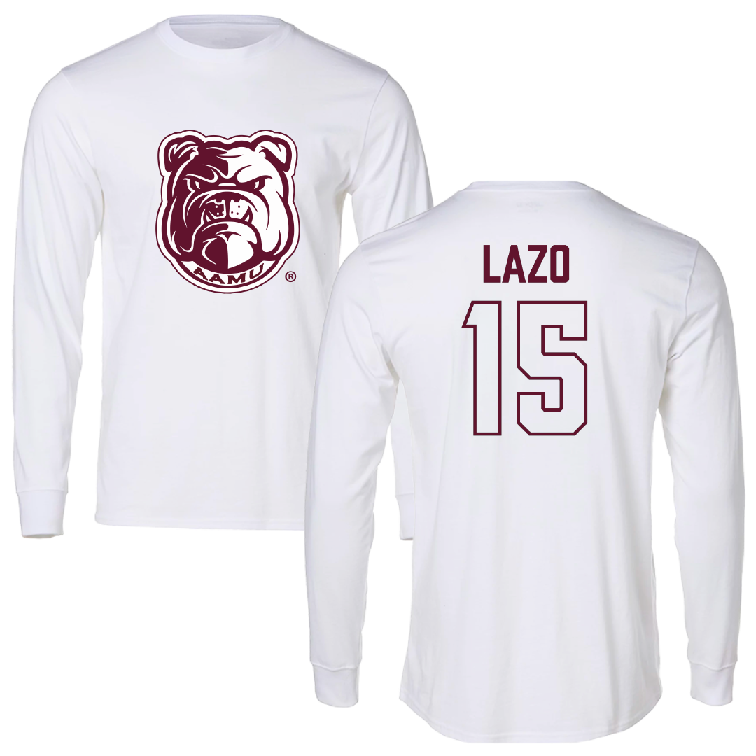 Alabama A&M University Baseball White Performance Long Sleeve - #15 Charlie Lazo