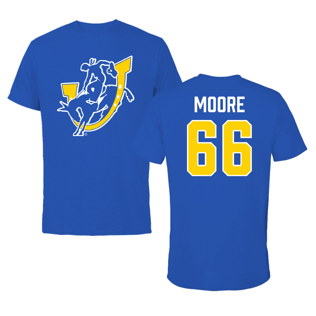 Southern Arkansas University Football Blue Performance Tee - #66 Jacob Moore