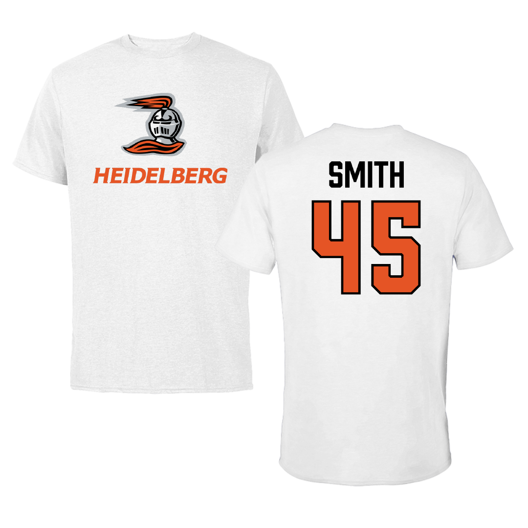 Heidelberg University Football White Tee - #45 Shandon Smith