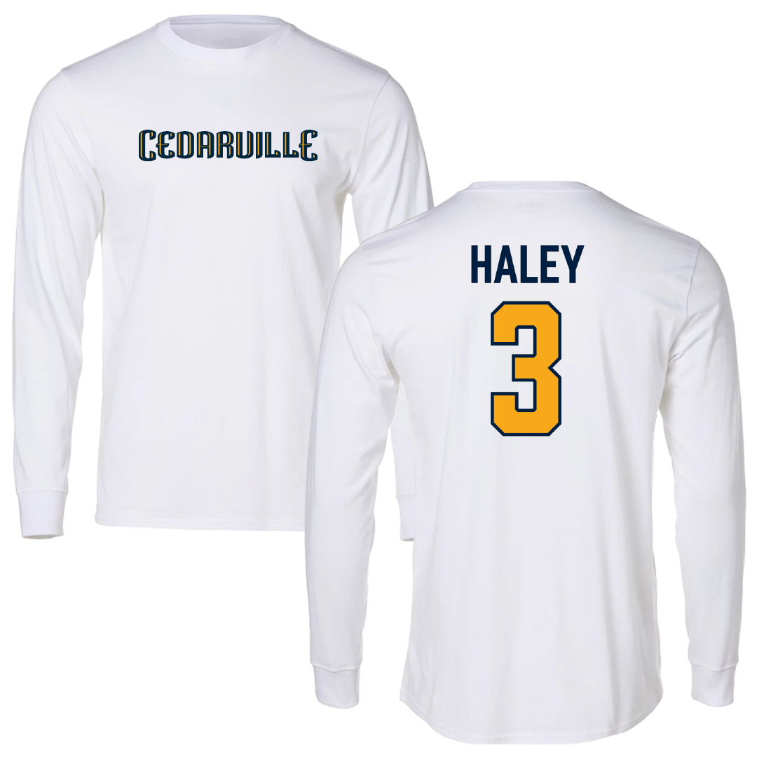Cedarville University Soccer White Long Sleeve - #3 Asa Haley