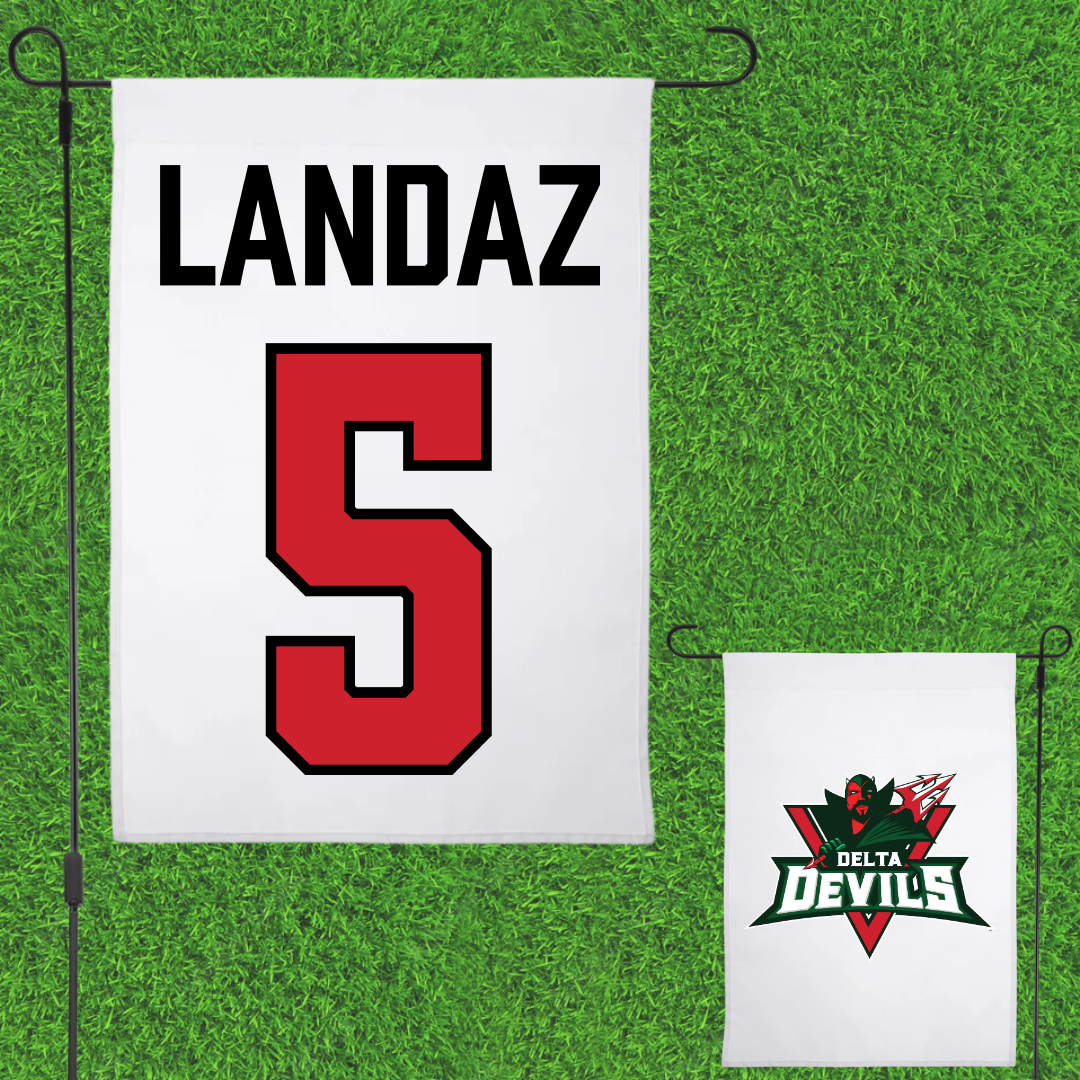 Mississippi Valley State University Baseball White Garden Flag - #5 Stephen Landaz