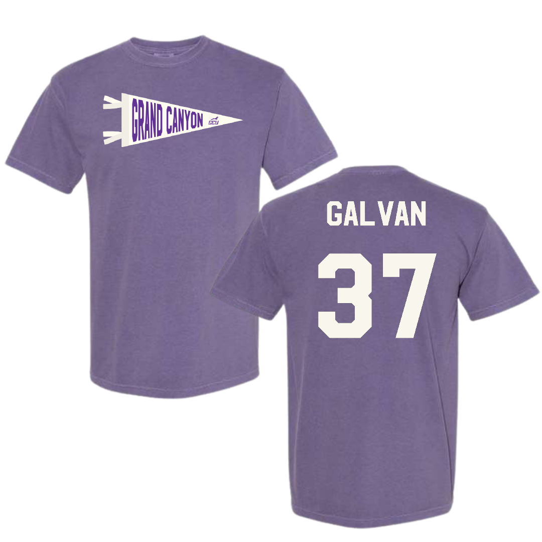 Grand Canyon University Baseball Purple Pennant Comfort Colors Tee - #37 Marcus Galvan