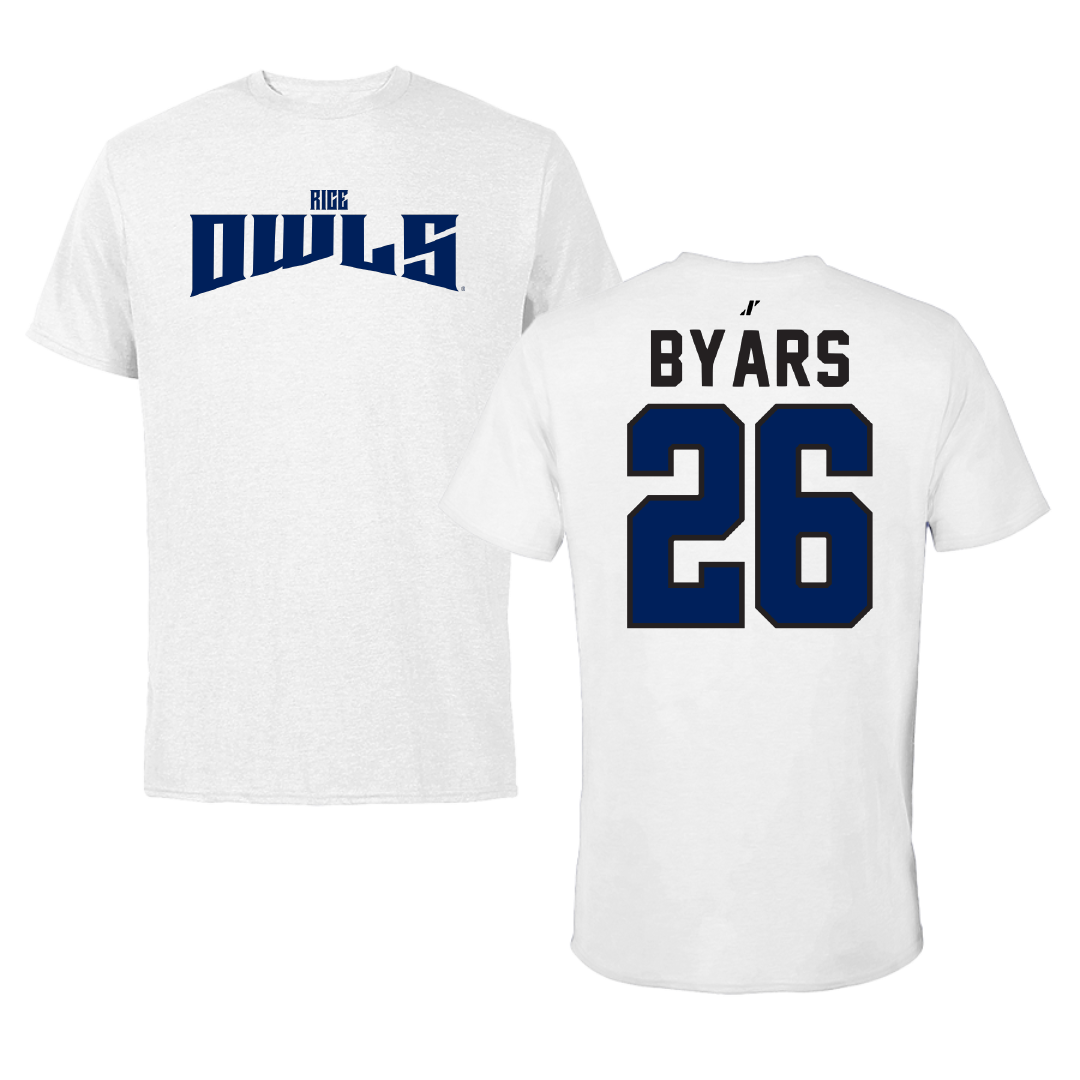 Rice University Football White Classic Performance Tee - #26 Tyvonn Byars