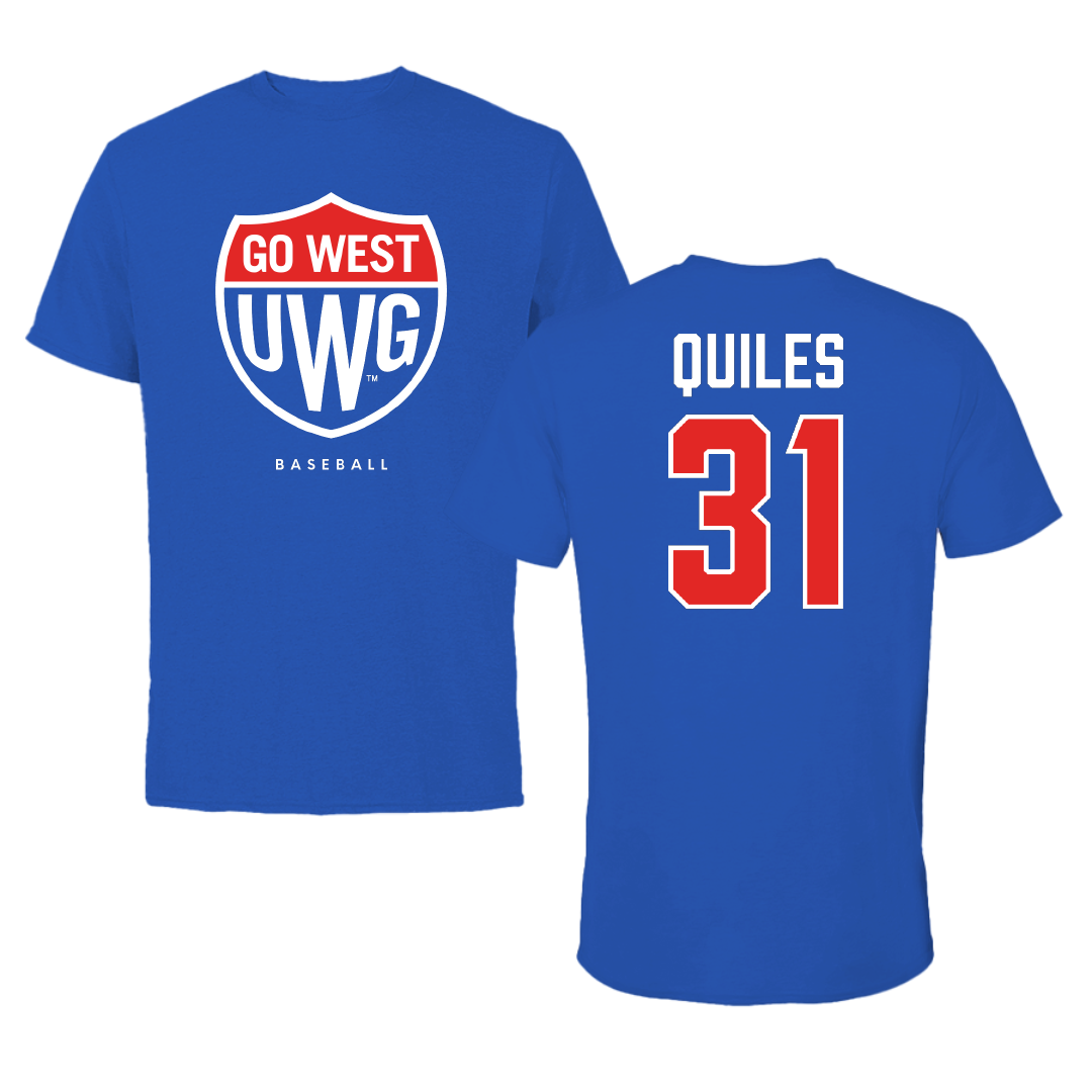 University of West Georgia Baseball Blue Performance Tee - #31 Evimael Quiles