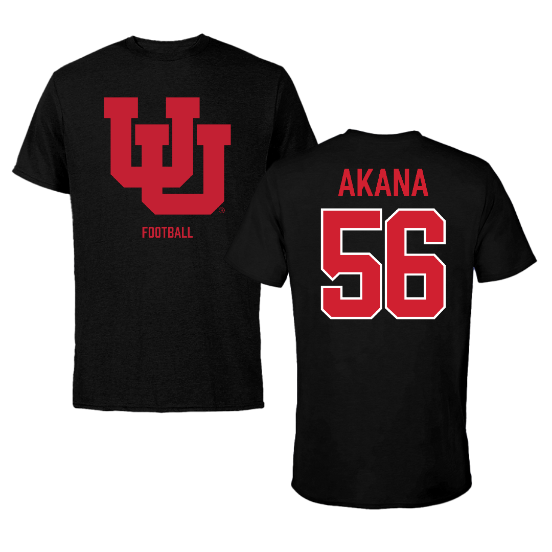 University of Utah Football Black Performance Tee - #56 Ka'eo Akana