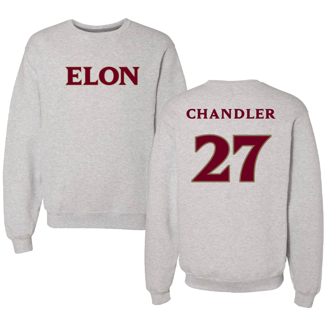 Elon University Softball Light Gray Crewneck - #27 Hannah Chandler