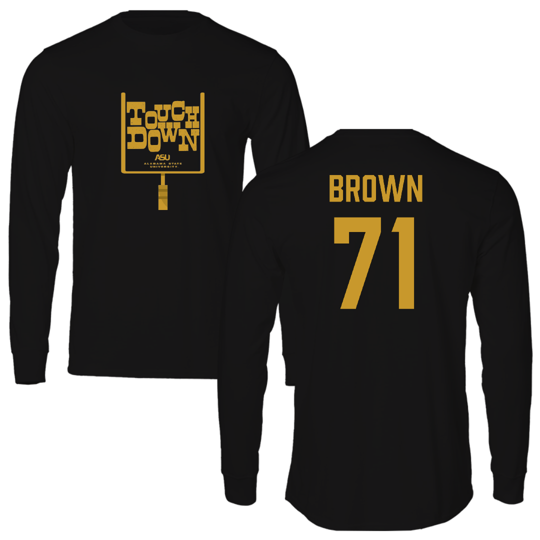 Alabama State University Football Black Touchdown Long Sleeve - #71 Isaiah Brown
