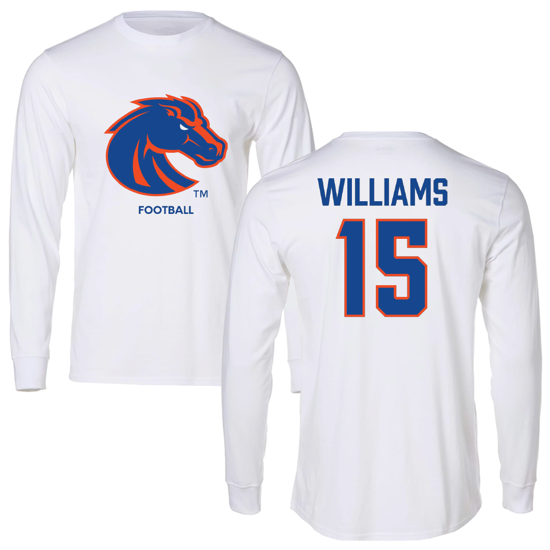 Boise State University Football White Long Sleeve - #15 Malakai Williams