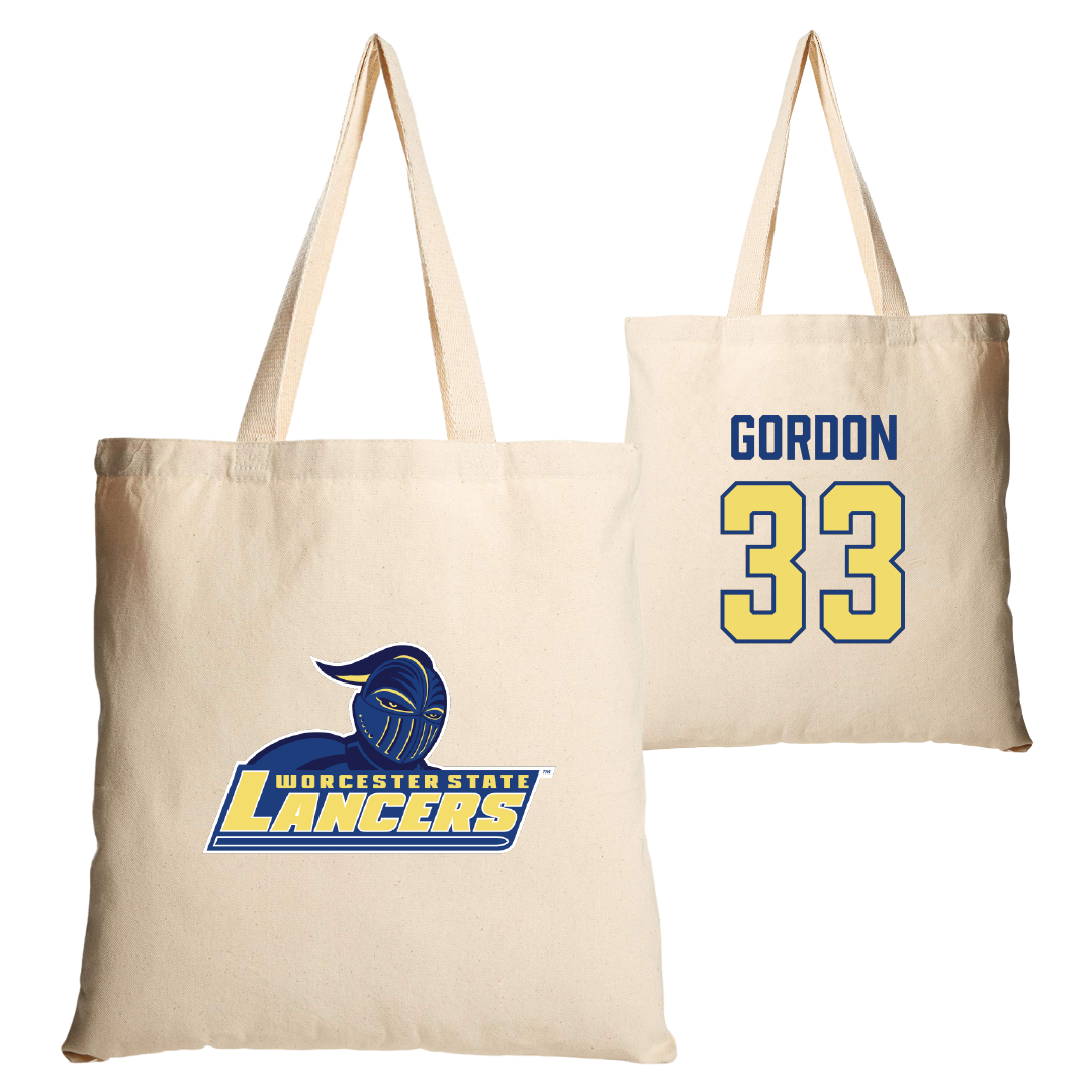 Worcester State University Football Tan Canvas Tote Bag - #33 DJ Gordon