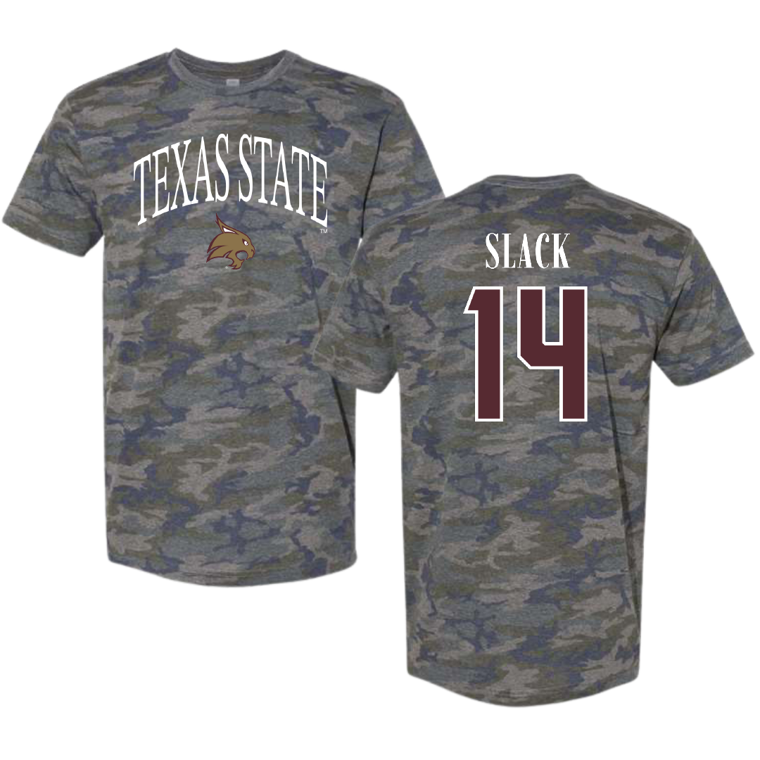 Texas State University Softball Vintage Camo Tee - #14 Bailee Slack