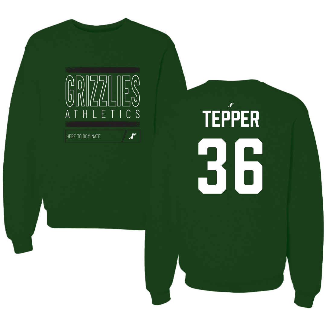 Adams State University Lacrosse Forest Green Dominate Crewneck - #36 Nolan Tepper