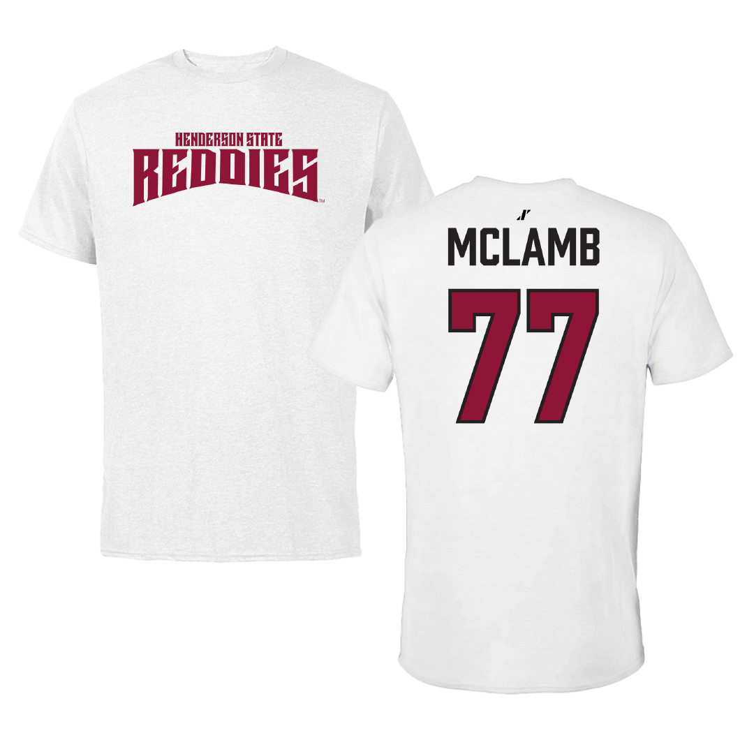 Henderson State University Softball White Classic Performance Tee - #77 Mary McLamb