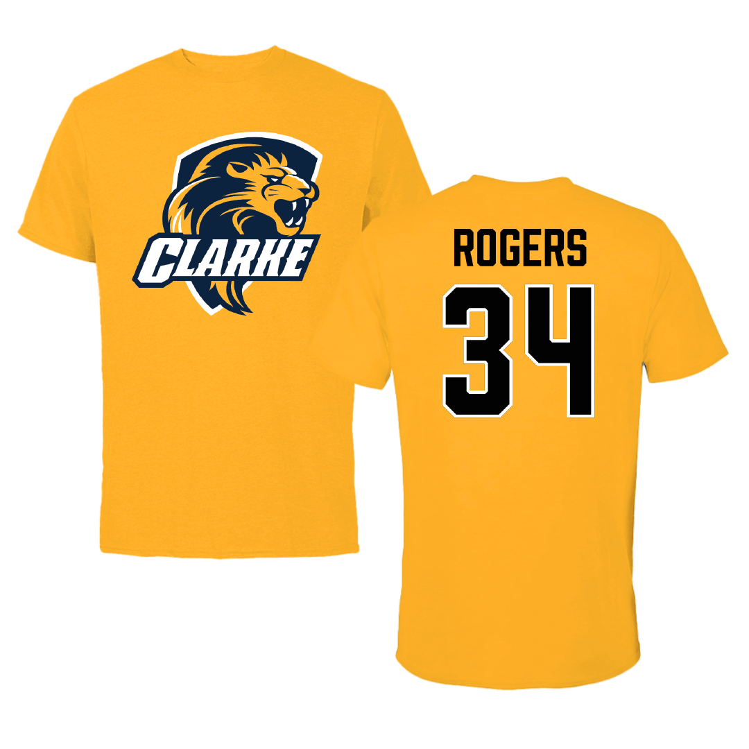 Clarke University Soccer Gold Performance Tee - #34 Kara Rogers
