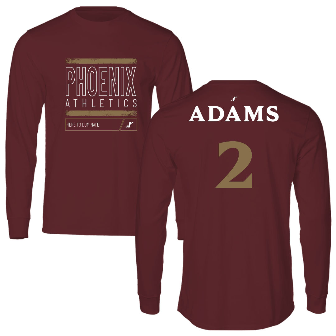 Elon University Basketball Maroon Dominate Performance Long Sleeve - #2 Iycez Adams
