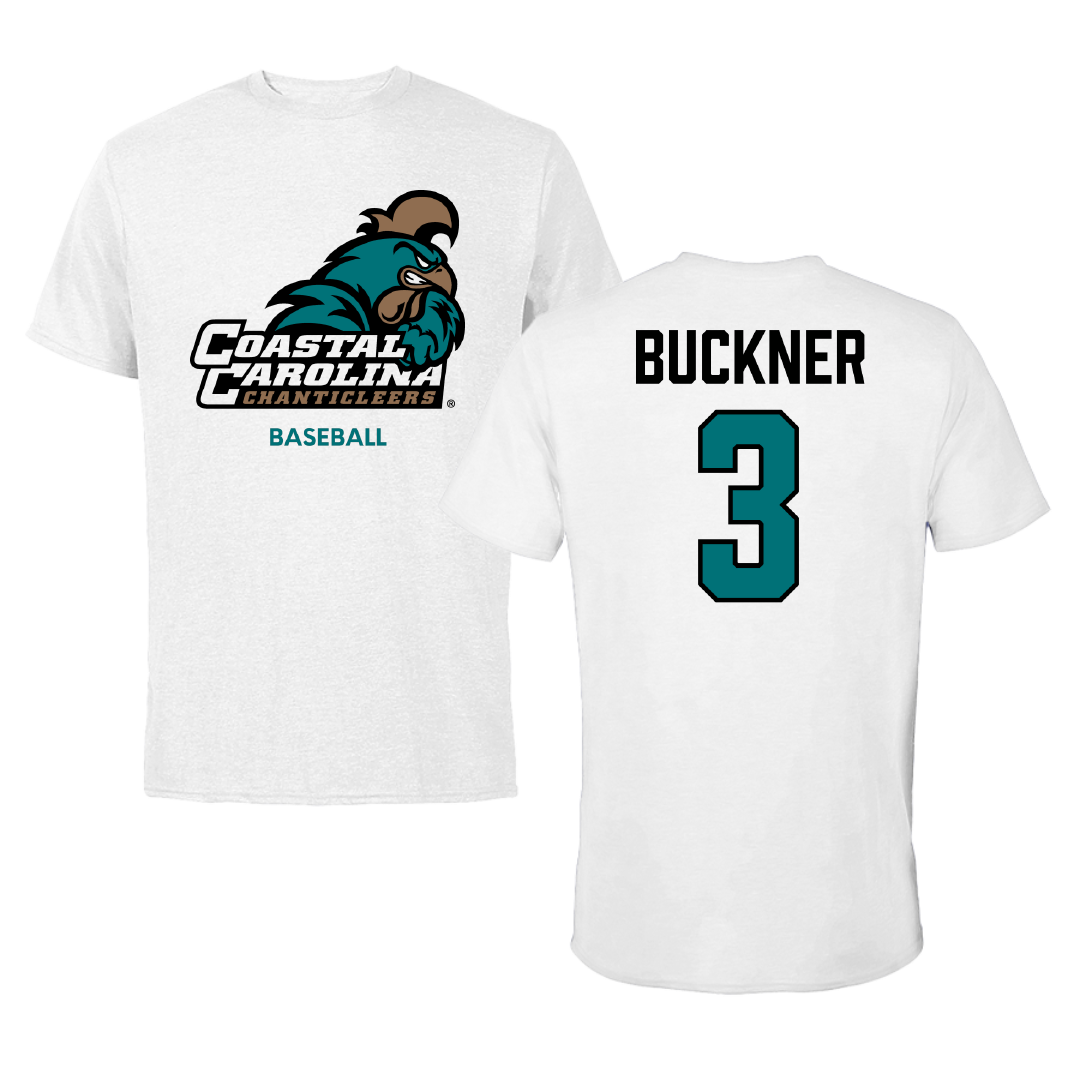 Coastal Carolina University Baseball White Performance Tee - #3 Lukas Buckner