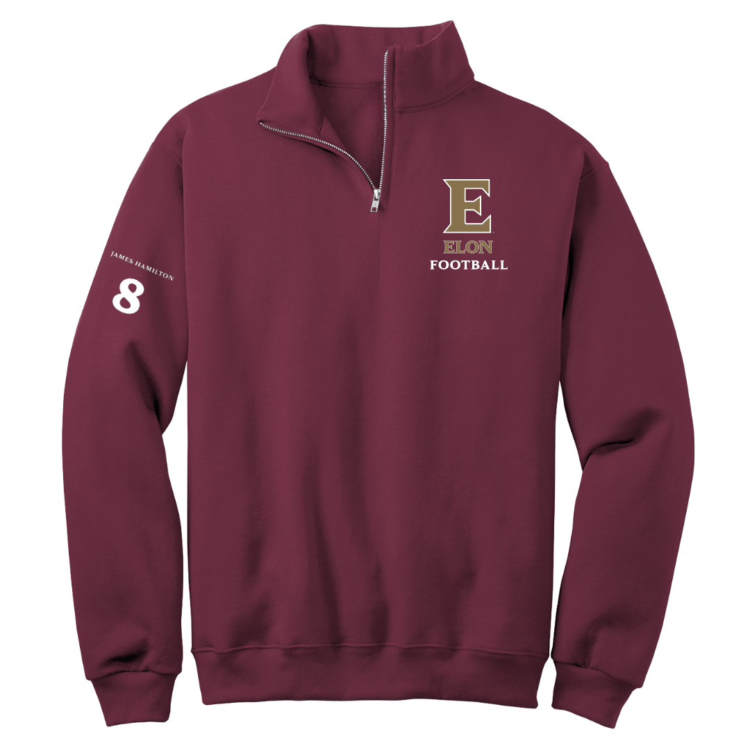 Elon University Football Maroon Quarter-Zip - #8 Dj James-Hamilton