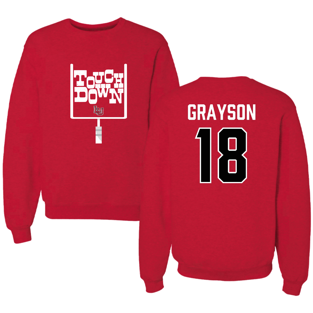 Lamar University Football Red Touchdown Crewneck - #18 Shaun Grayson