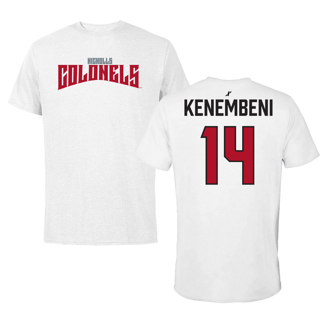 Nicholls State University Basketball (W) White Classic Tee - #14 Marie Kenembeni