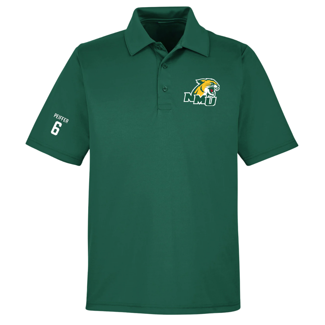 Northern Michigan University Football Forest Green Polo - #6 Sam Peiffer