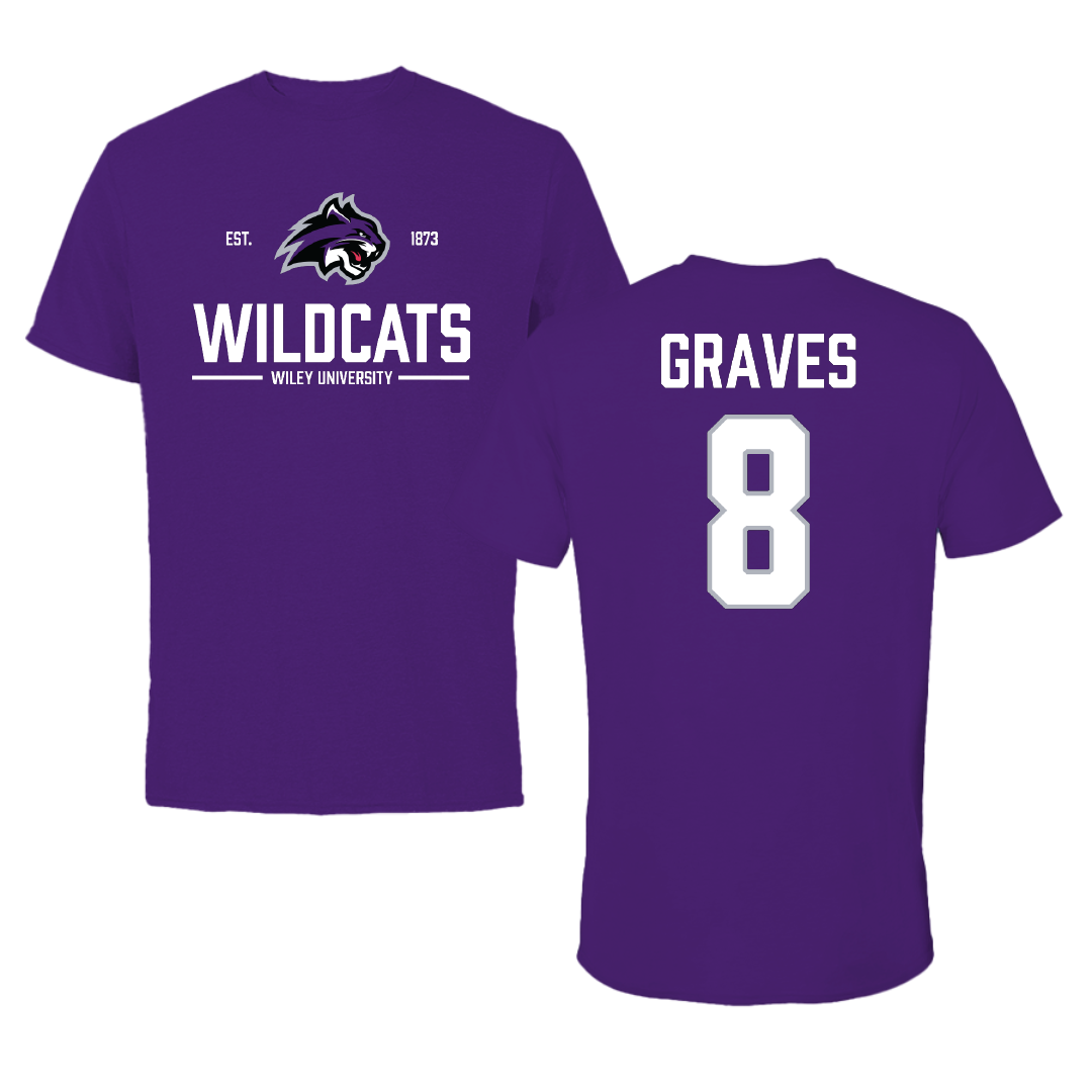Wiley University Soccer Purple General Tee - #8 Jayce Graves