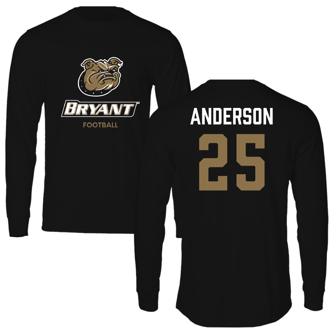 Bryant University Football Black Performance Long Sleeve - #25 Devon Anderson