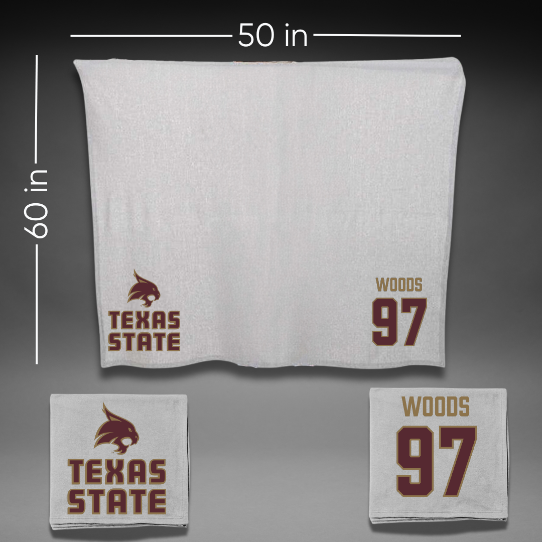 Texas State University Football Gray Blanket - #97 Devarrick Woods