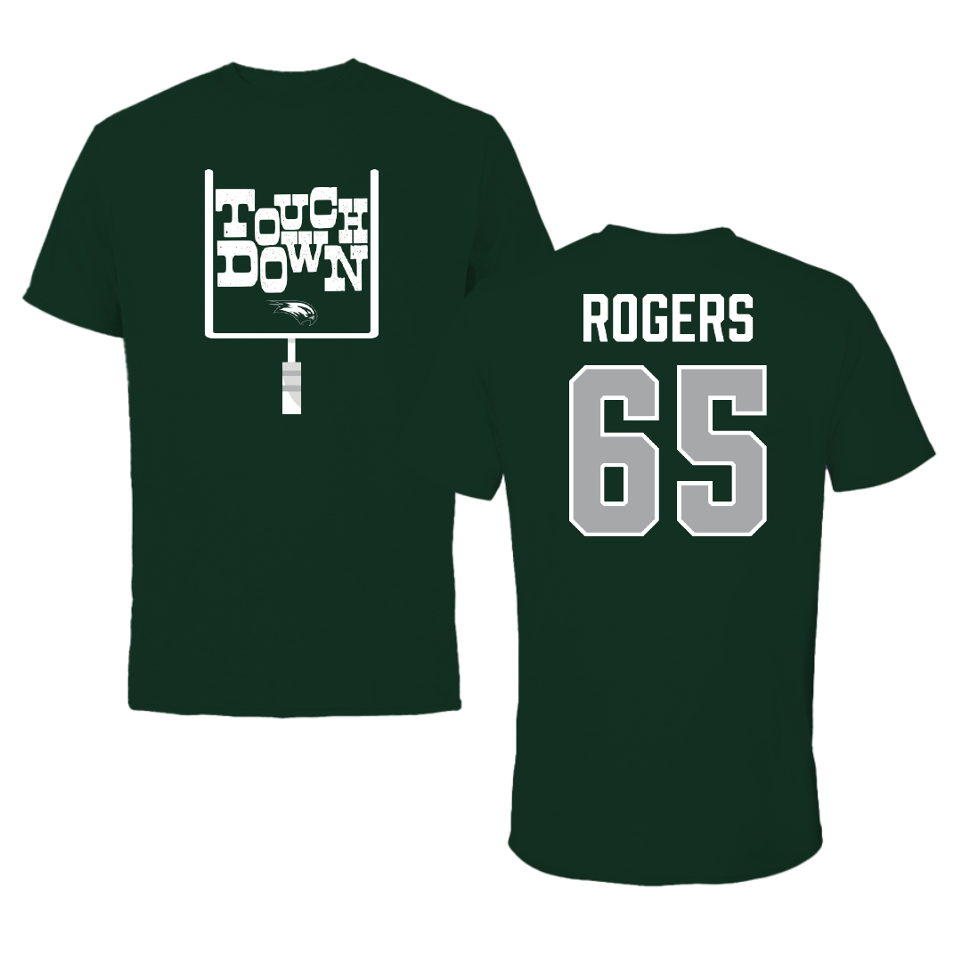 Wagner College Football Forest Green Touchdown Performance Tee - #65 Chris Rogers