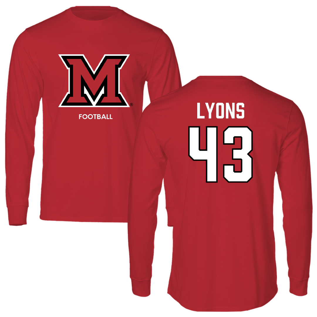 Miami University (Ohio) Football Red Performance Long Sleeve - #43 Grant Lyons
