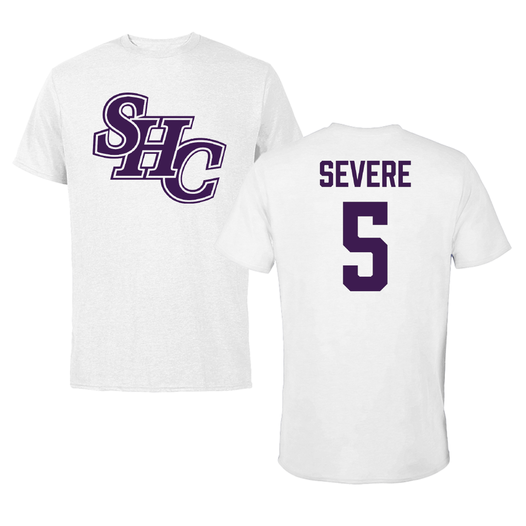 Spring Hill College Basketball White Performance Tee - #5 Laurie Severe